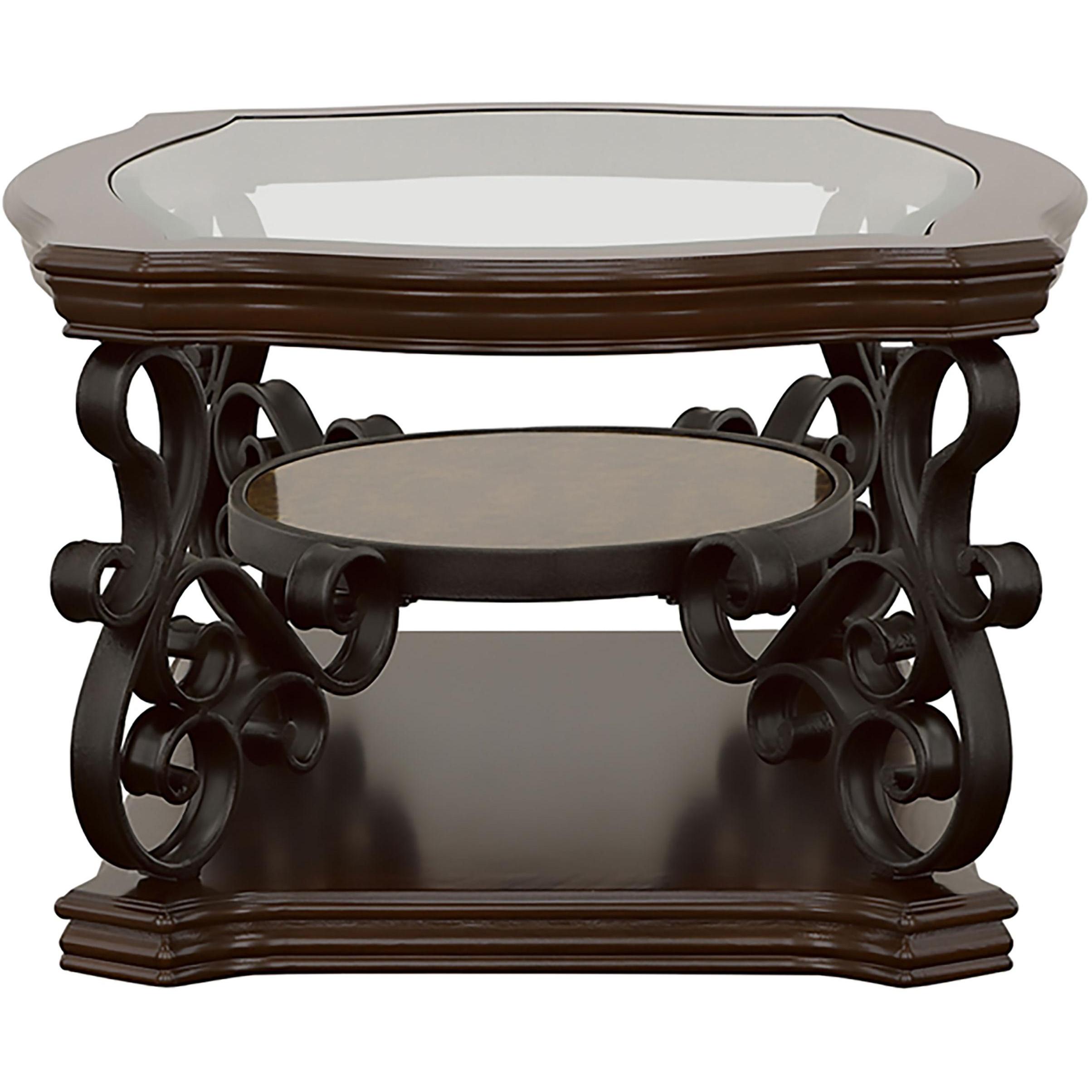  Coaster Furniture Laney 702448-S3 3-piece Glass Top Coffee and End Table Set - Dark Merlot IMAGE 7
