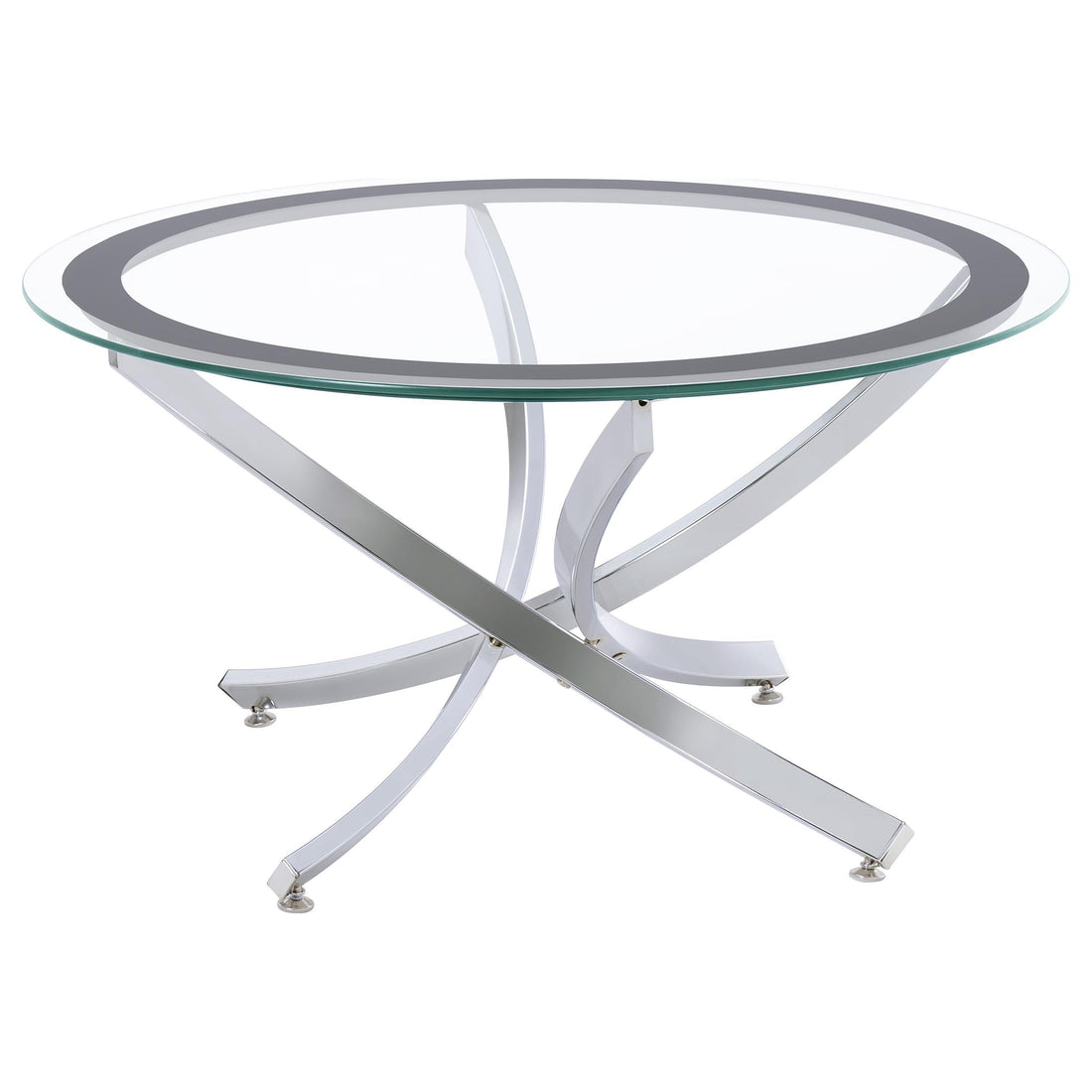  Coaster Furniture Brooke 702588-S3 3-piece Round Coffee and End Table Set - Chrome IMAGE 1