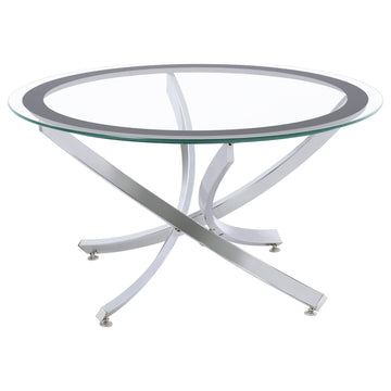  Coaster Furniture Brooke 702588-S3 3-piece Round Coffee and End Table Set - Chrome IMAGE 1