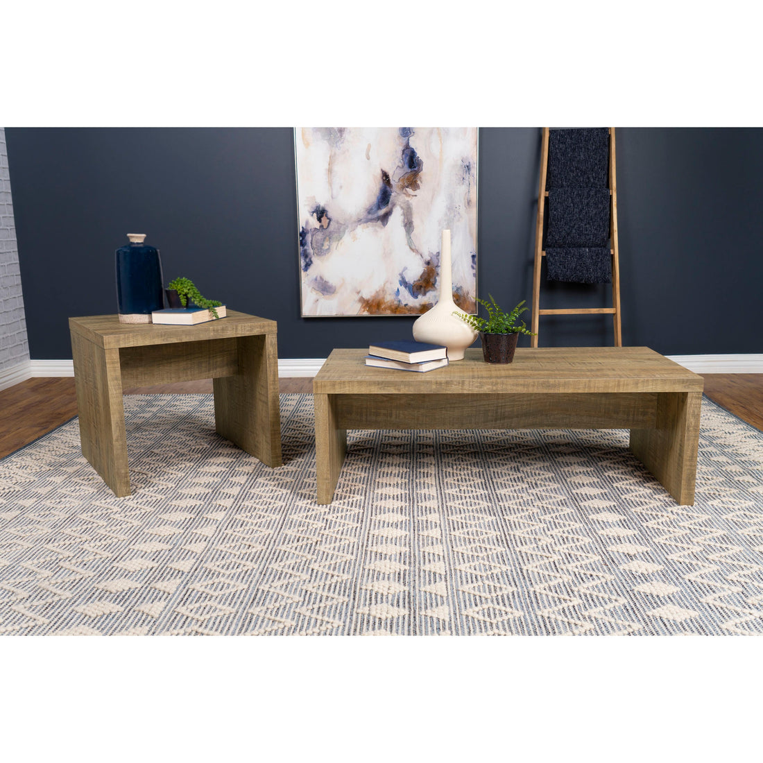  Coaster Furniture Lynette 704128-S2 2-piece Rectangular Coffee and End Table Set - Mango IMAGE 1