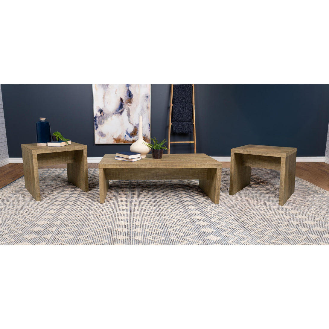  Coaster Furniture Lynette 704128-S3 3-piece Rectangular Coffee and End Table Set - Mango IMAGE 1
