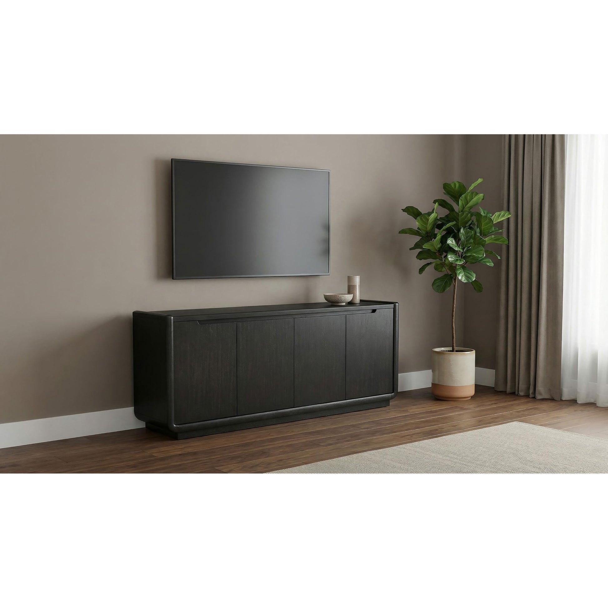  Coaster Furniture Leandro 704633 72-inch 4-door TV Stand Media Console - Burnished Black IMAGE 2