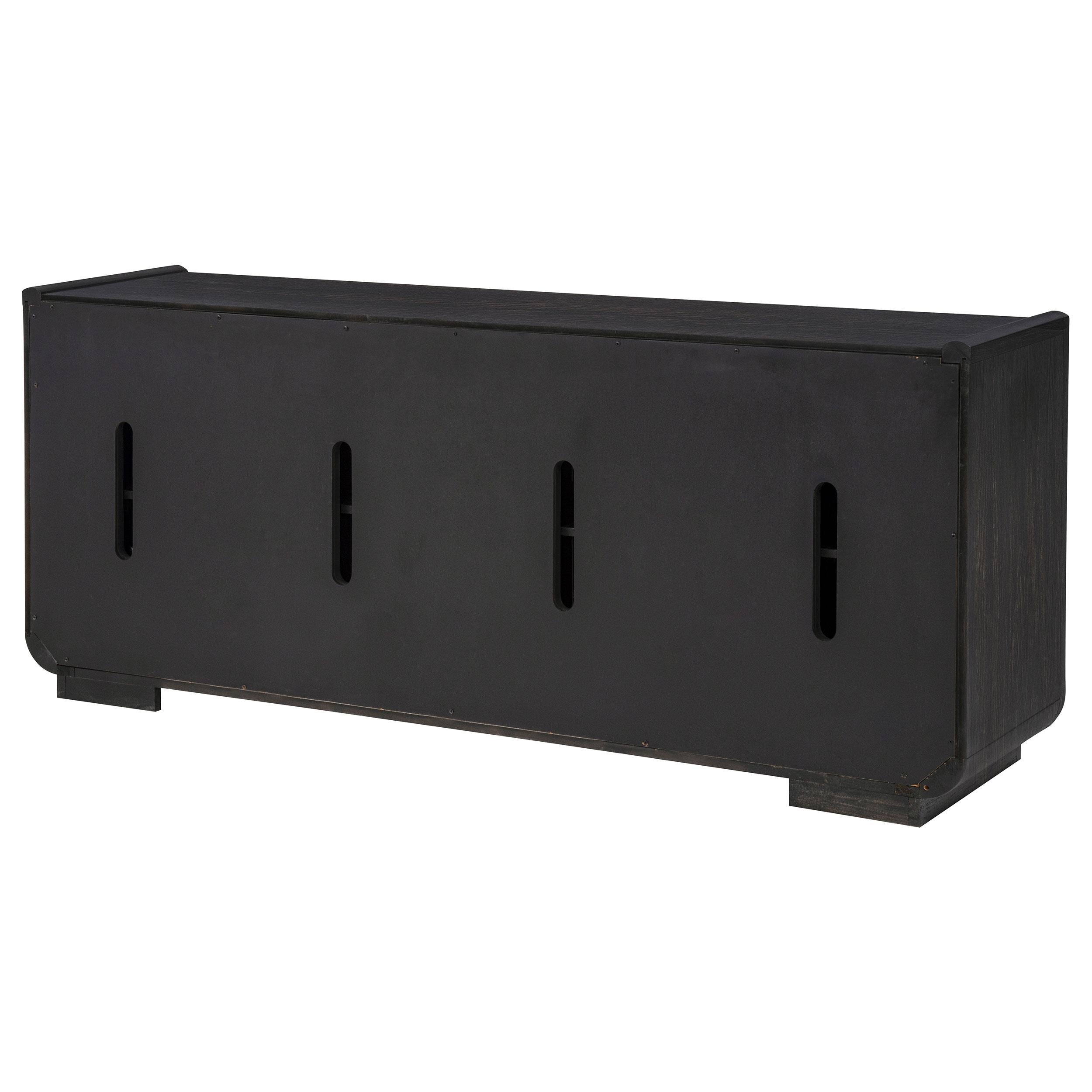  Coaster Furniture Leandro 704633 72-inch 4-door TV Stand Media Console - Burnished Black IMAGE 3