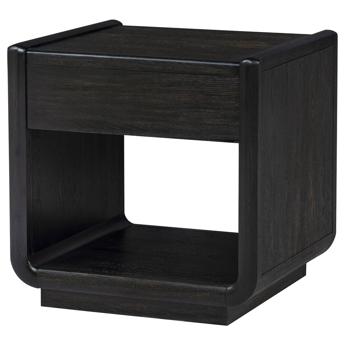  Coaster Furniture Leandro 704637 1-drawer Wood Occasional End Table - Burnished Black IMAGE 1