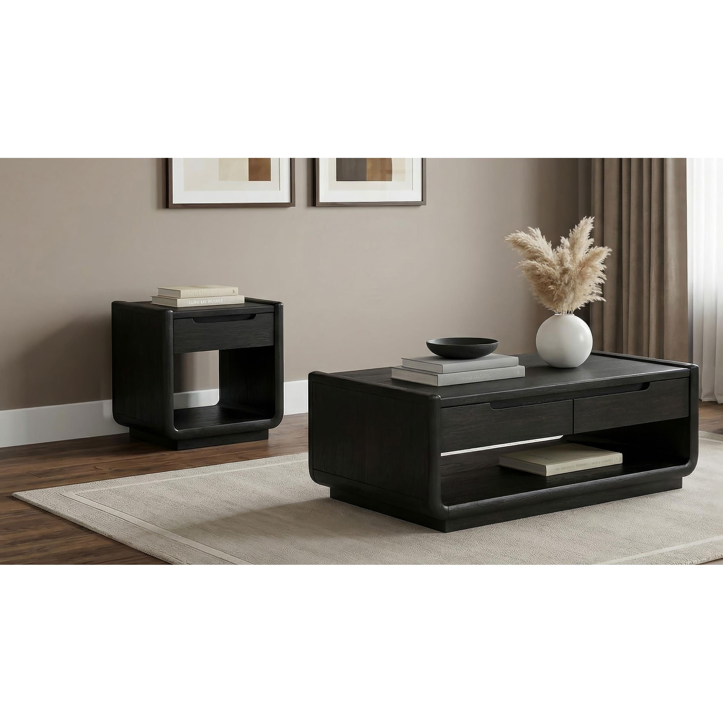  Coaster Furniture Leandro 704638 2-drawer Wood Coffee Table - Burnished Black IMAGE 12