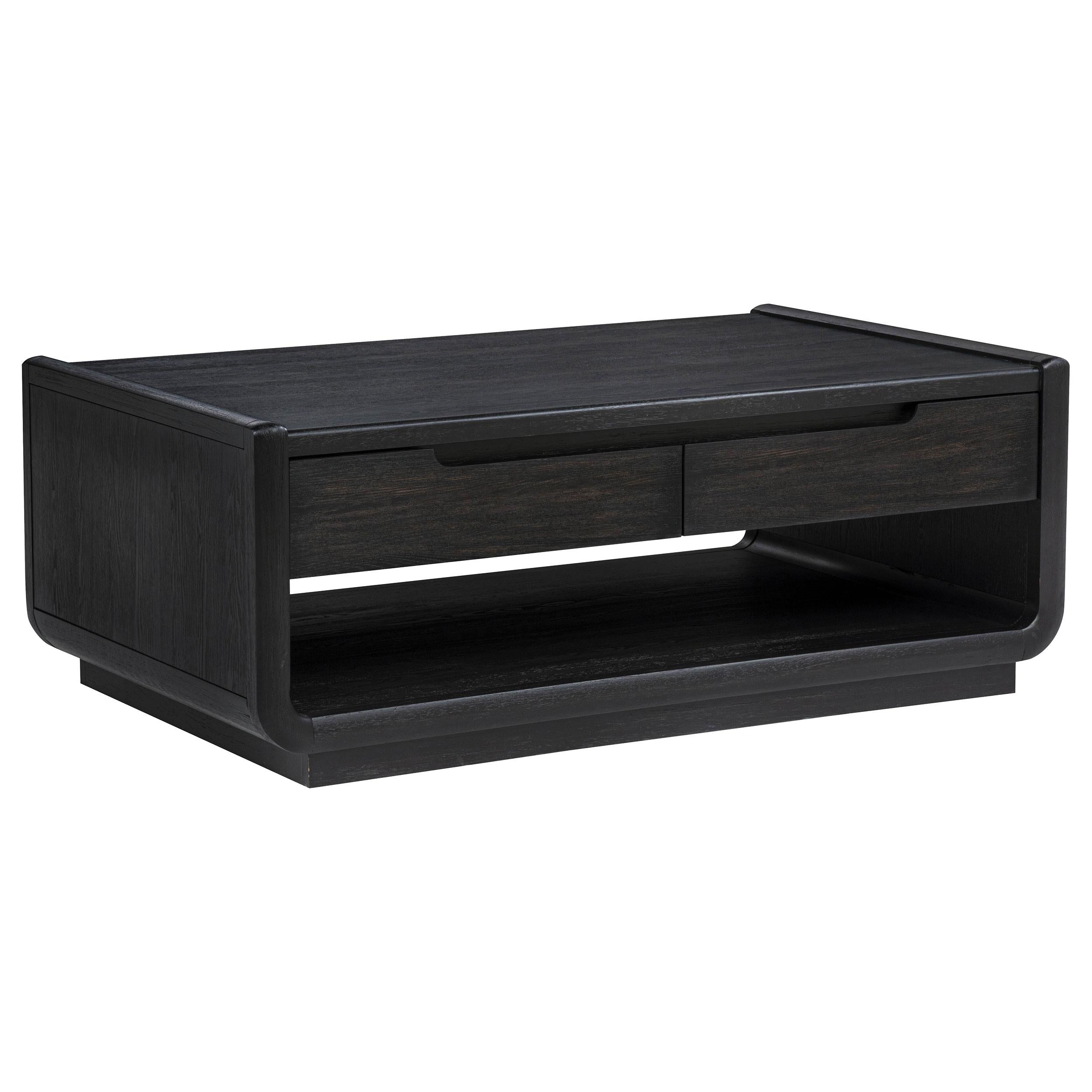  Coaster Furniture Leandro 704638 2-drawer Wood Coffee Table - Burnished Black IMAGE 3