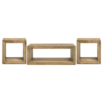  Coaster Furniture Benton 704838-S3 3-piece Solid Mango Coffee and End Table Set - Natural IMAGE 1