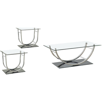  Coaster Furniture Danville 704988-S3 3-piece Glass Top Coffee and End Table Set - Chrome IMAGE 1