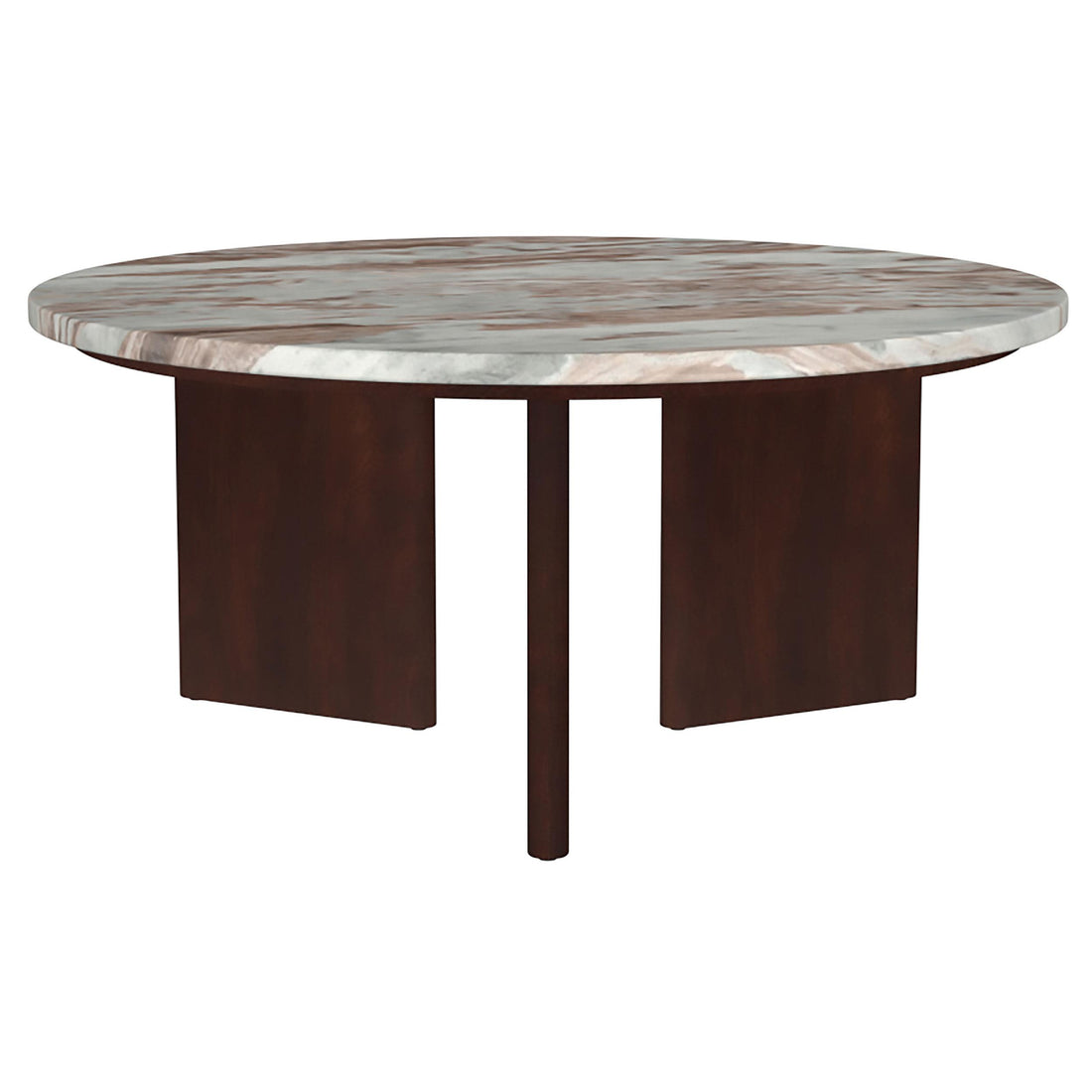  Coaster Furniture Jenna 706168 35-inch Round Marble Top Coffee Table - Brown IMAGE 1