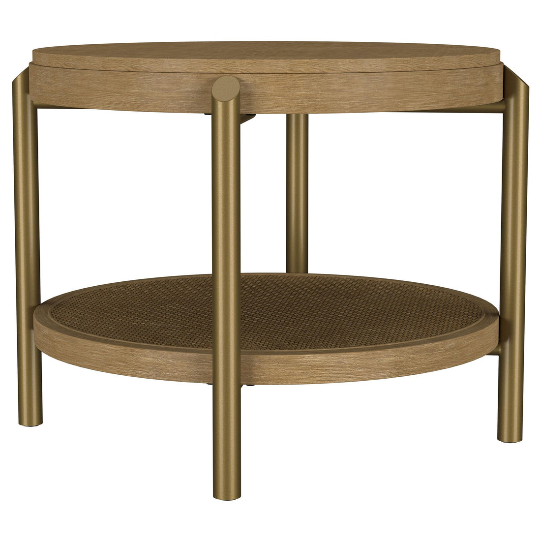  Coaster Furniture Arini 706187 Round Side Table With Storage Shelf - Sand Wash IMAGE 1