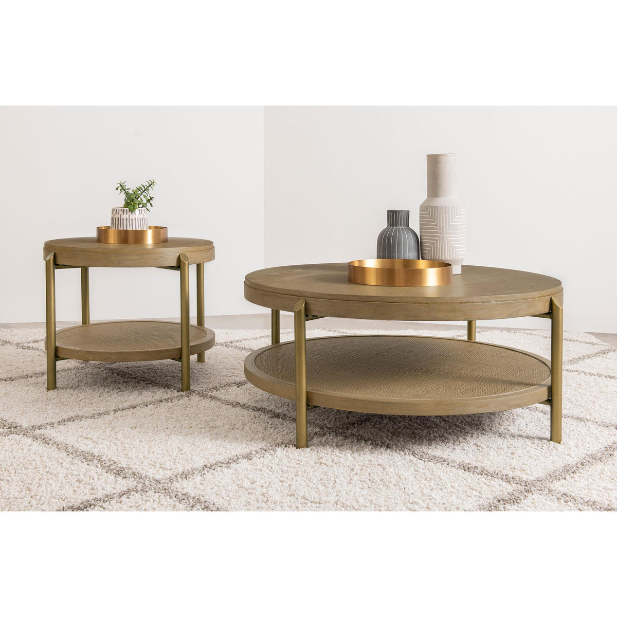  Coaster Furniture Arini 706188 Round Coffee Table With Storage Shelf - Sand Wash IMAGE 10