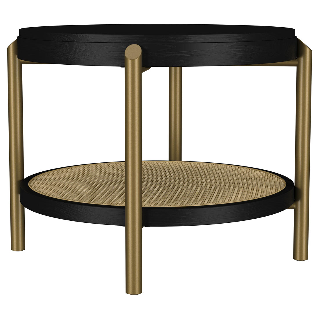  Coaster Furniture Arini 706197 Round Side Table With Storage Shelf - Black IMAGE 1