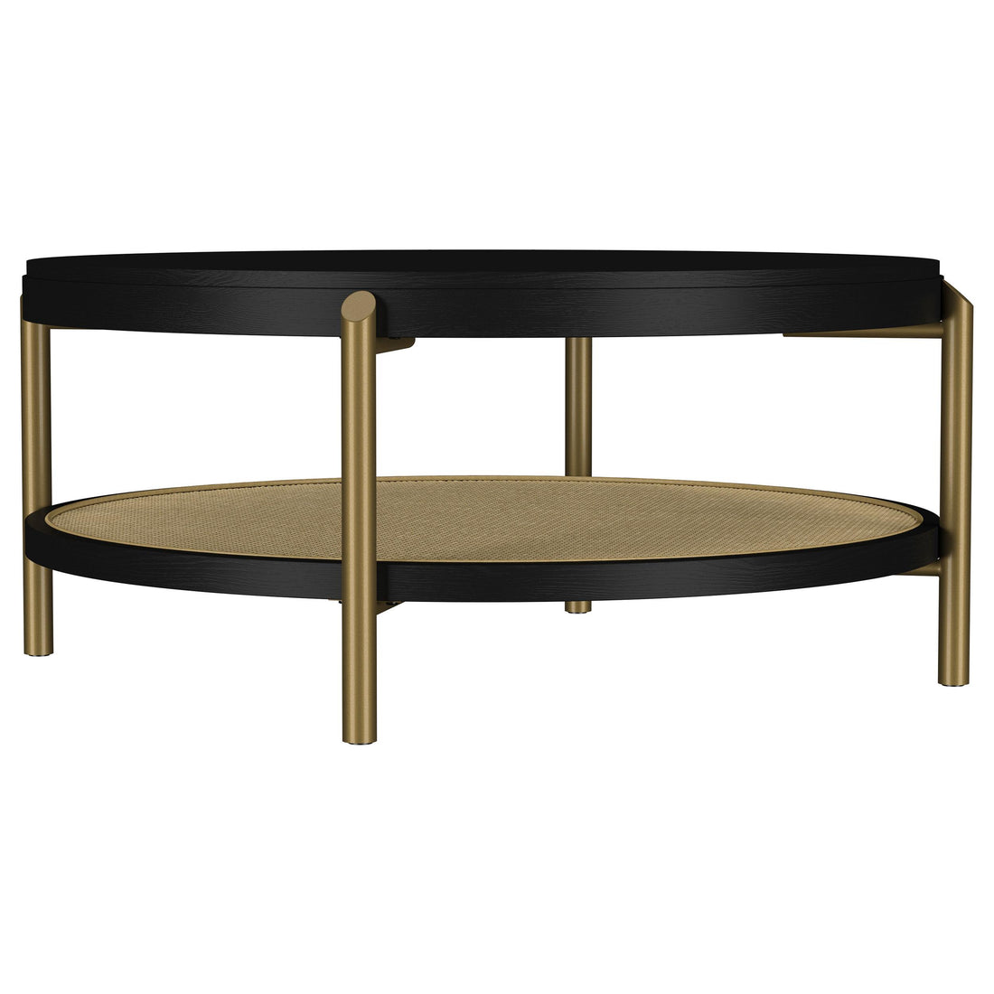  Coaster Furniture Arini 706198 Round Coffee Table With Storage Shelf - Black IMAGE 1
