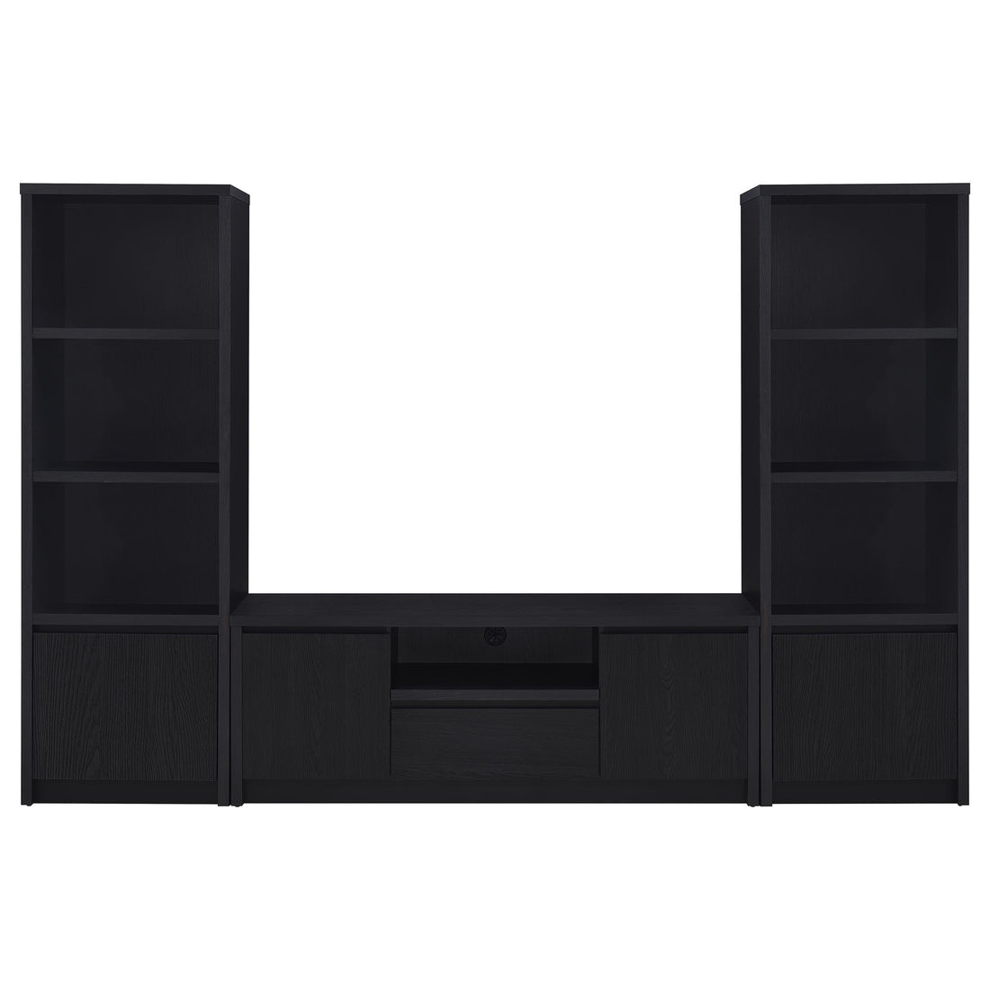  Coaster Furniture Winfield 706222-SET 3-piece Entertainment Center 60-inch TV Stand - Black IMAGE 1