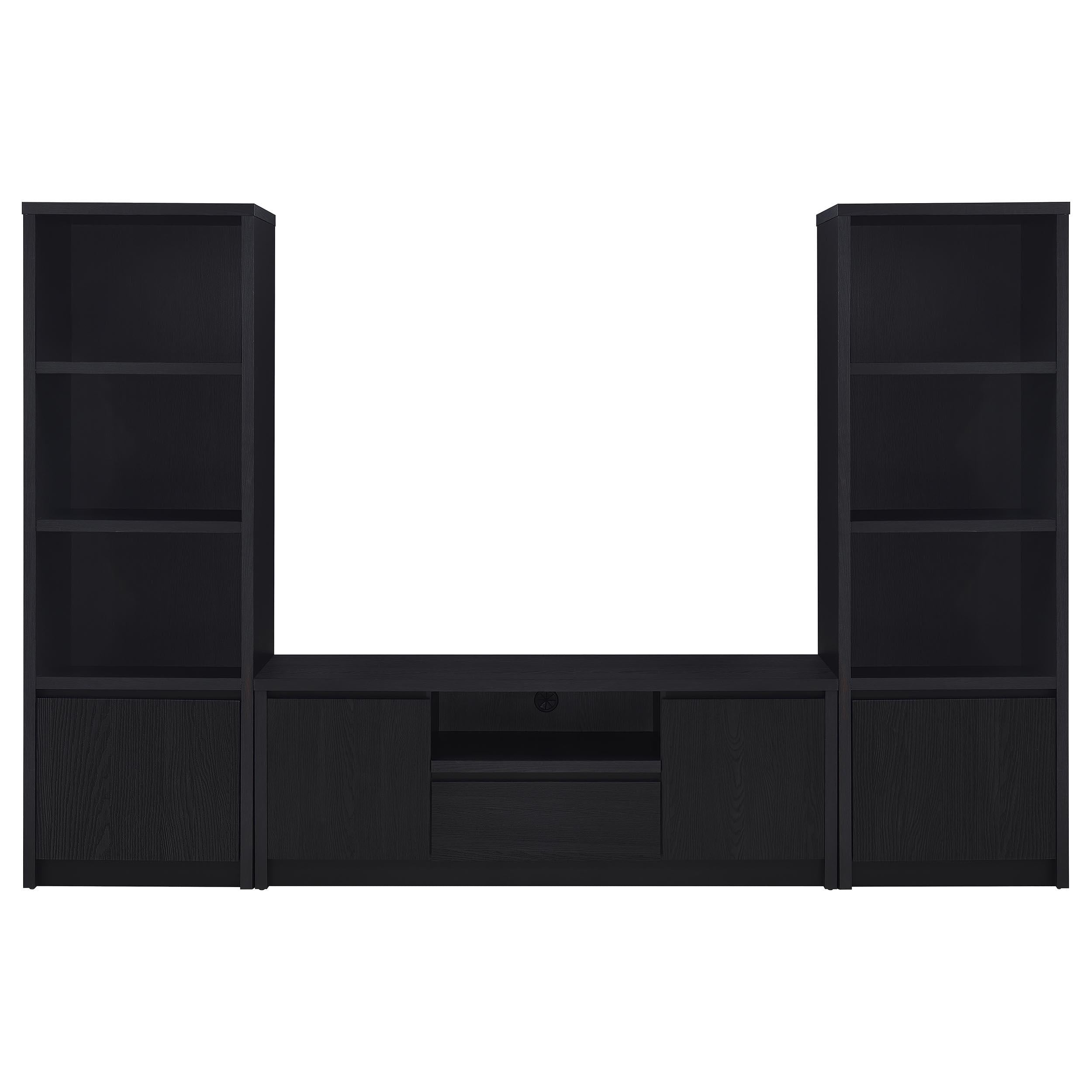  Coaster Furniture Winfield 706222-SET 3-piece Entertainment Center 60-inch TV Stand - Black IMAGE 1