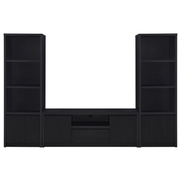  Coaster Furniture Winfield 706222-SET 3-piece Entertainment Center 60-inch TV Stand - Black IMAGE 1