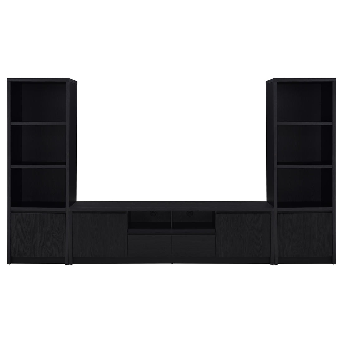  Coaster Furniture Winfield 706223-SET 3-piece Entertainment Center 78-inch TV Stand - Black IMAGE 1