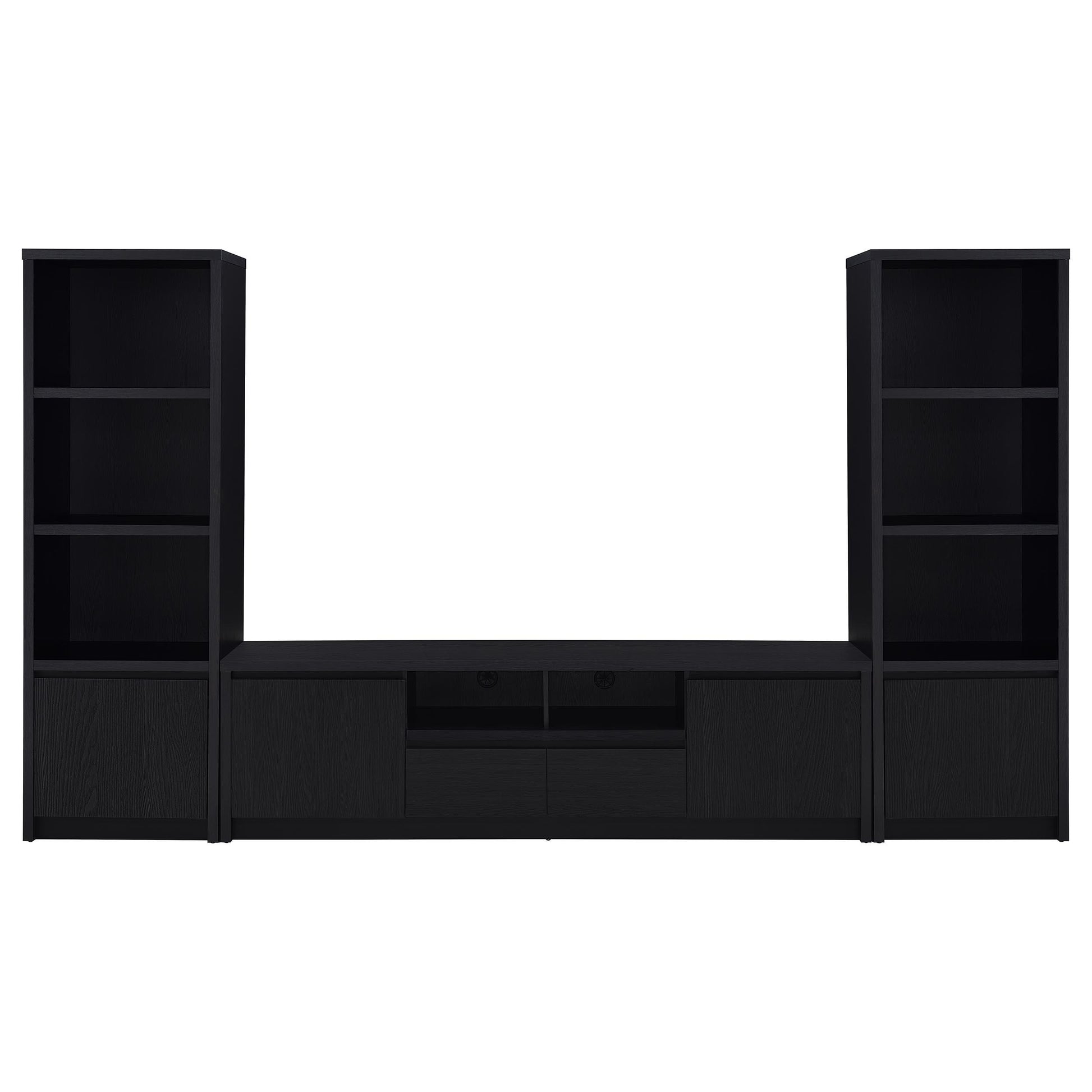  Coaster Furniture Winfield 706223-SET 3-piece Entertainment Center 78-inch TV Stand - Black IMAGE 1