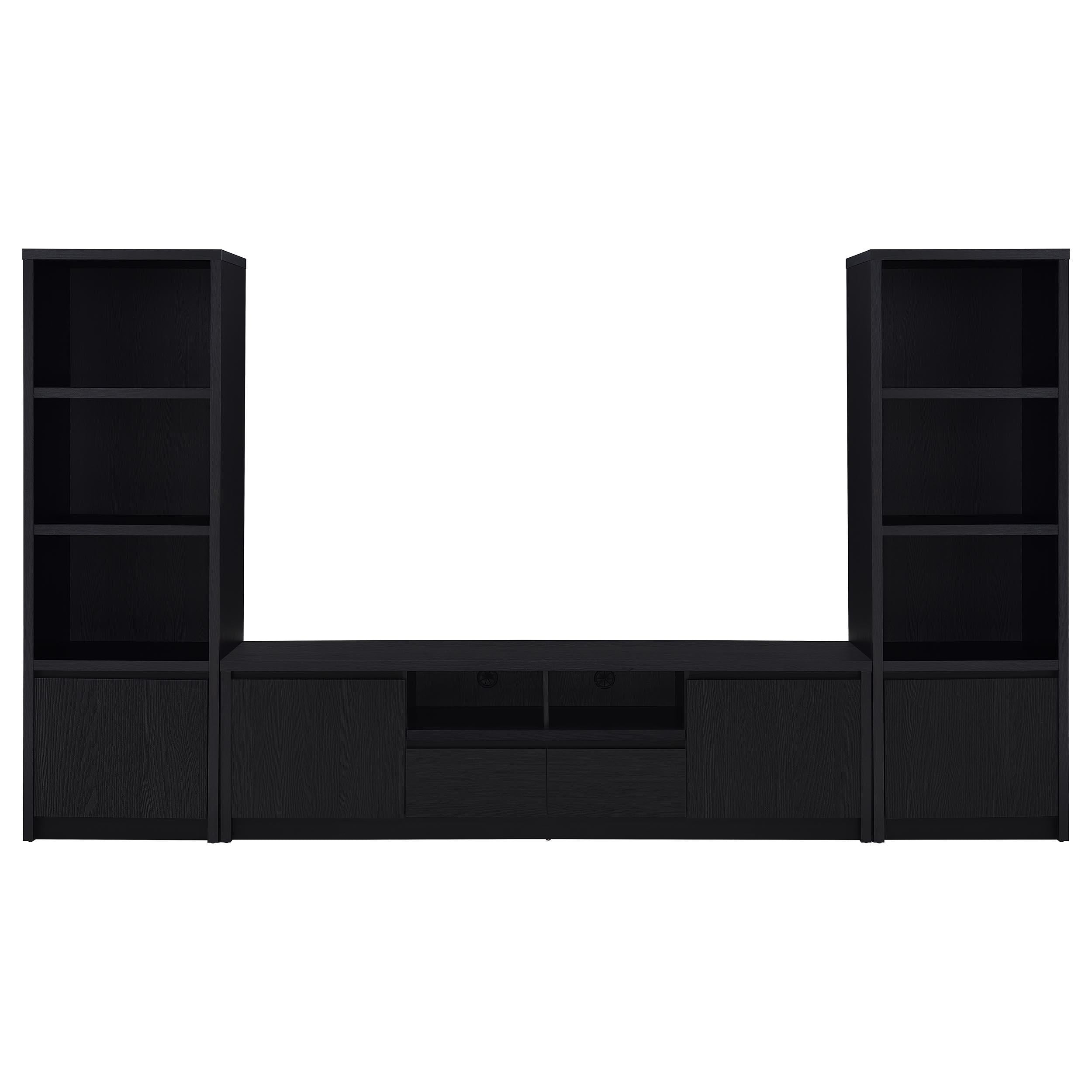  Coaster Furniture Winfield 706223-SET 3-piece Entertainment Center 78-inch TV Stand - Black IMAGE 1