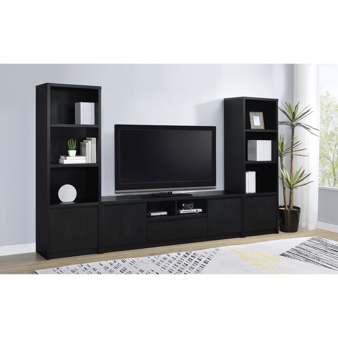  Coaster Furniture Winfield 706223-SET 3-piece Entertainment Center 78-inch TV Stand - Black IMAGE 1