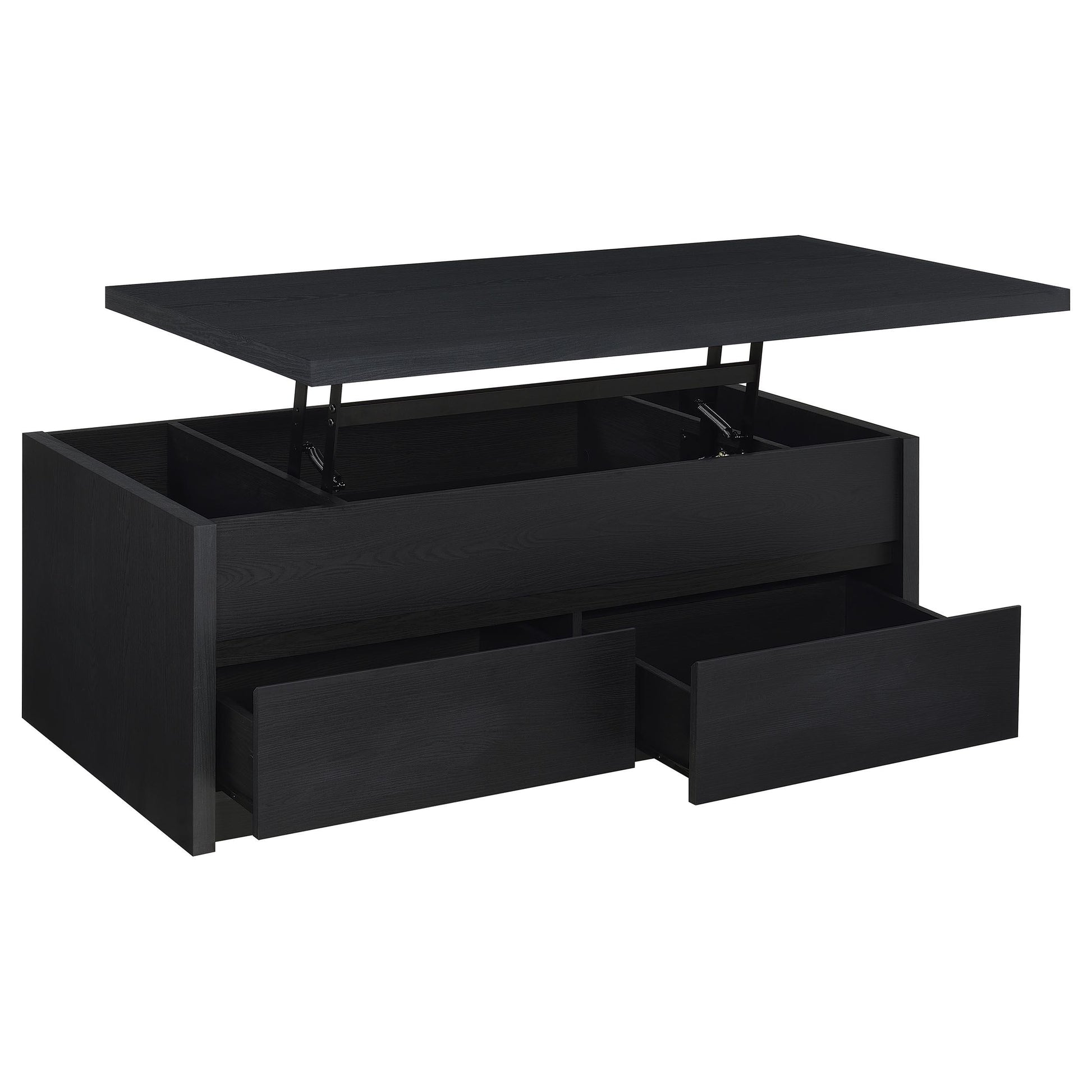  Coaster Furniture Knapp 706228 Lift Top Coffee Table with Dual Drawers - Black IMAGE 3