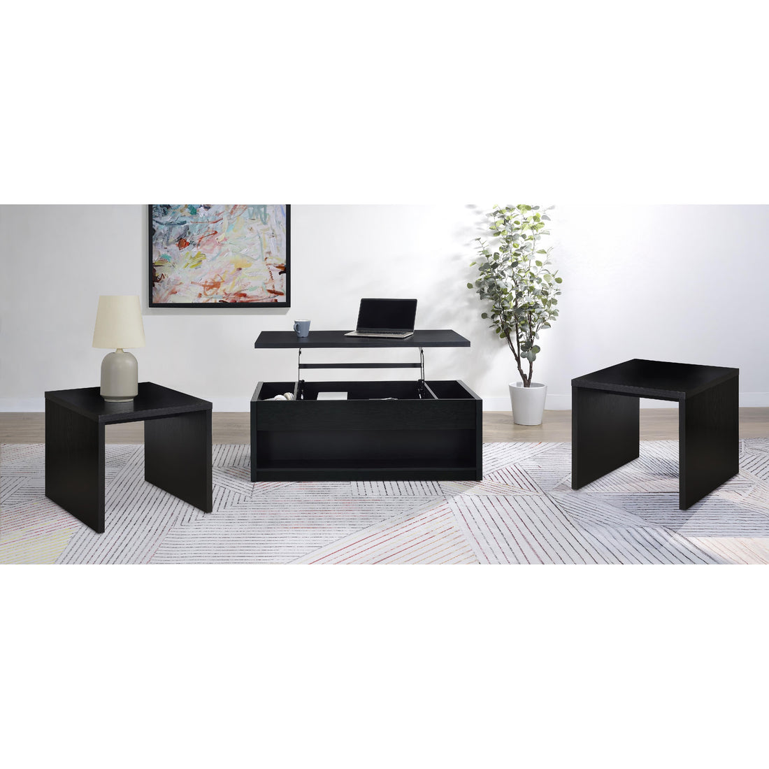  Coaster Furniture Knapp 706228-S3 3-piece Lift Top Coffee Table Set - Black IMAGE 1