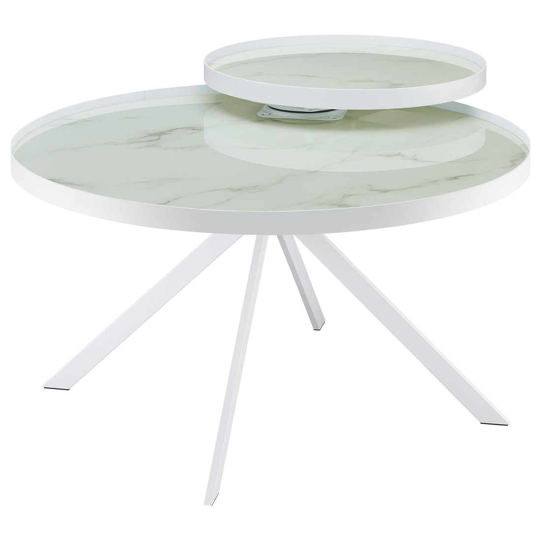  Coaster Furniture Briggs 706258-S2 2-piece Round Coffee and End Table Set - White IMAGE 1