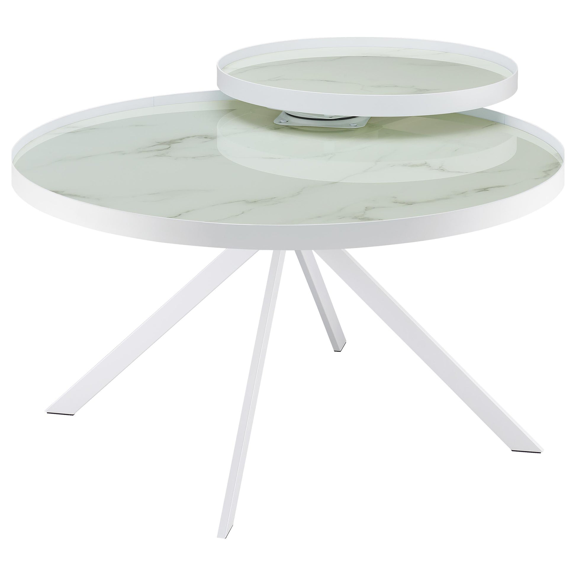  Coaster Furniture Briggs 706258-S3 3-piece Round Coffee and End Table Set - White IMAGE 4