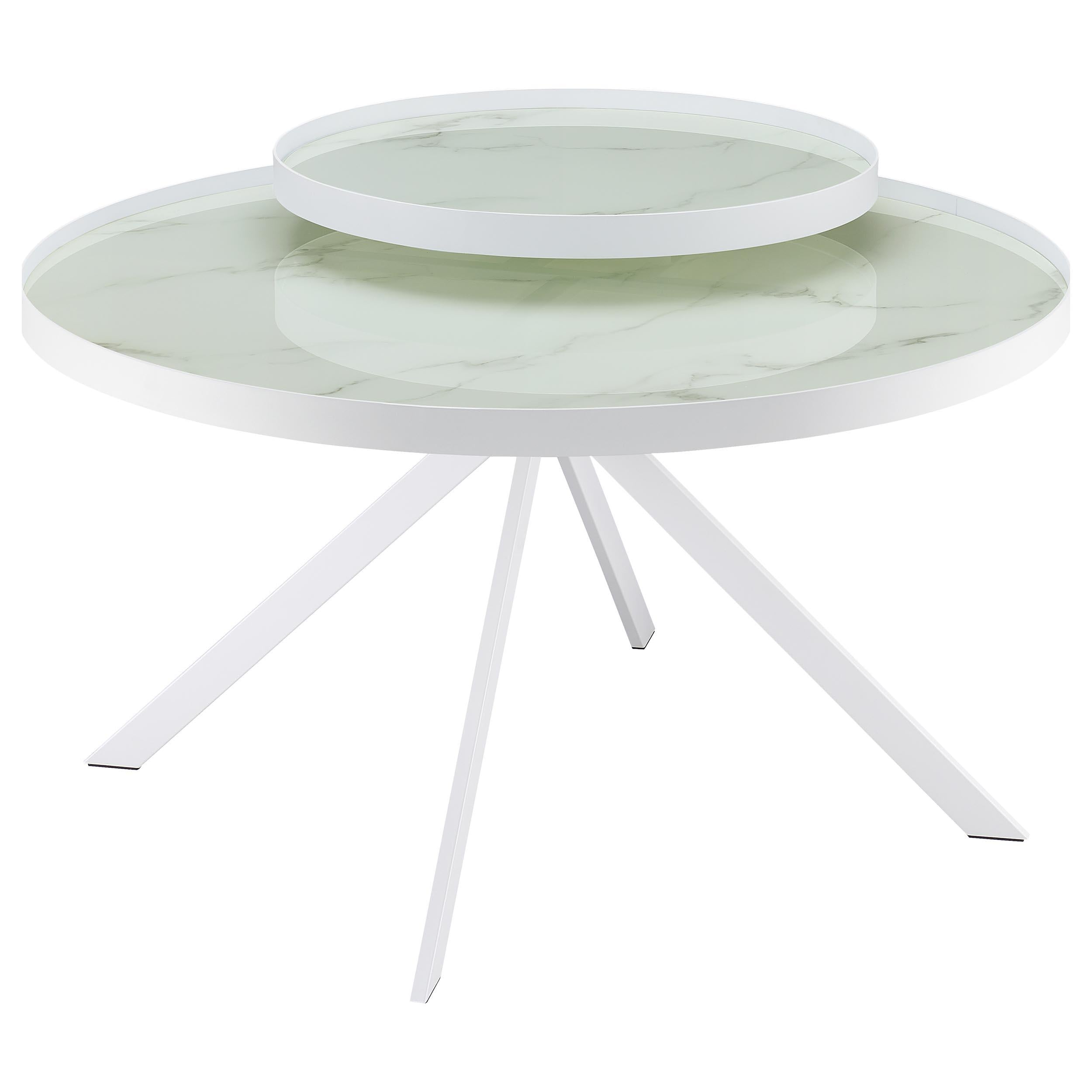 Coaster Furniture Briggs 706258-S3 3-piece Round Coffee and End Table Set - White IMAGE 7