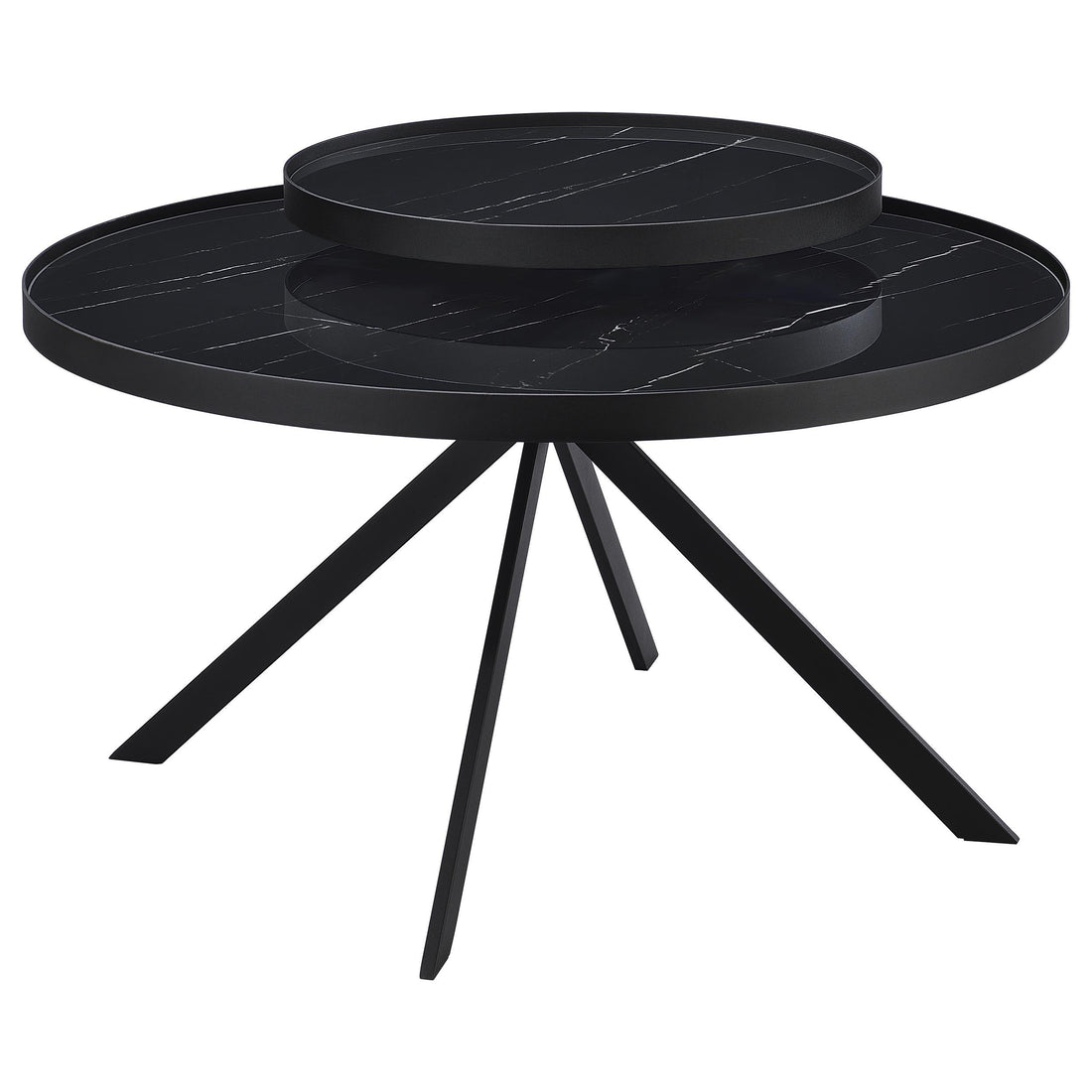  Coaster Furniture Briggs 706268-S2 2-piece Round Coffee and End Table Set - Black IMAGE 1