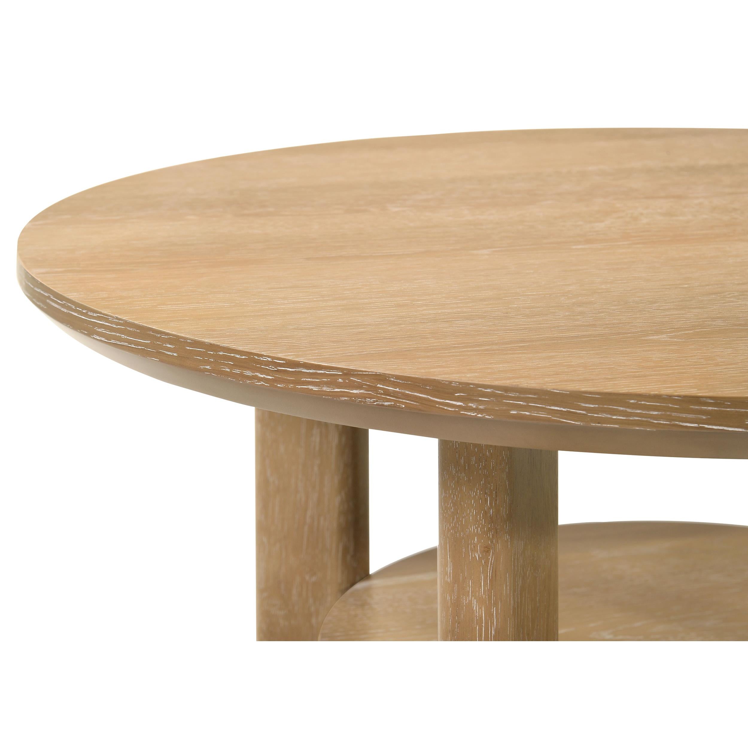  Coaster Furniture Ottowa 706297 Round Wood End Table with Shelf - Light Oak IMAGE 3