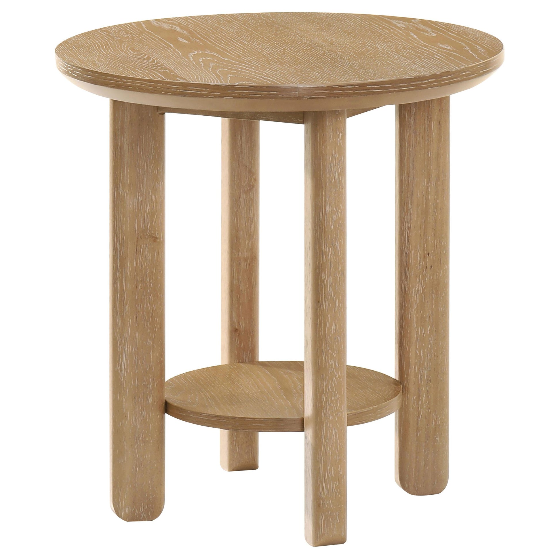  Coaster Furniture Ottowa 706297 Round Wood End Table with Shelf - Light Oak IMAGE 4