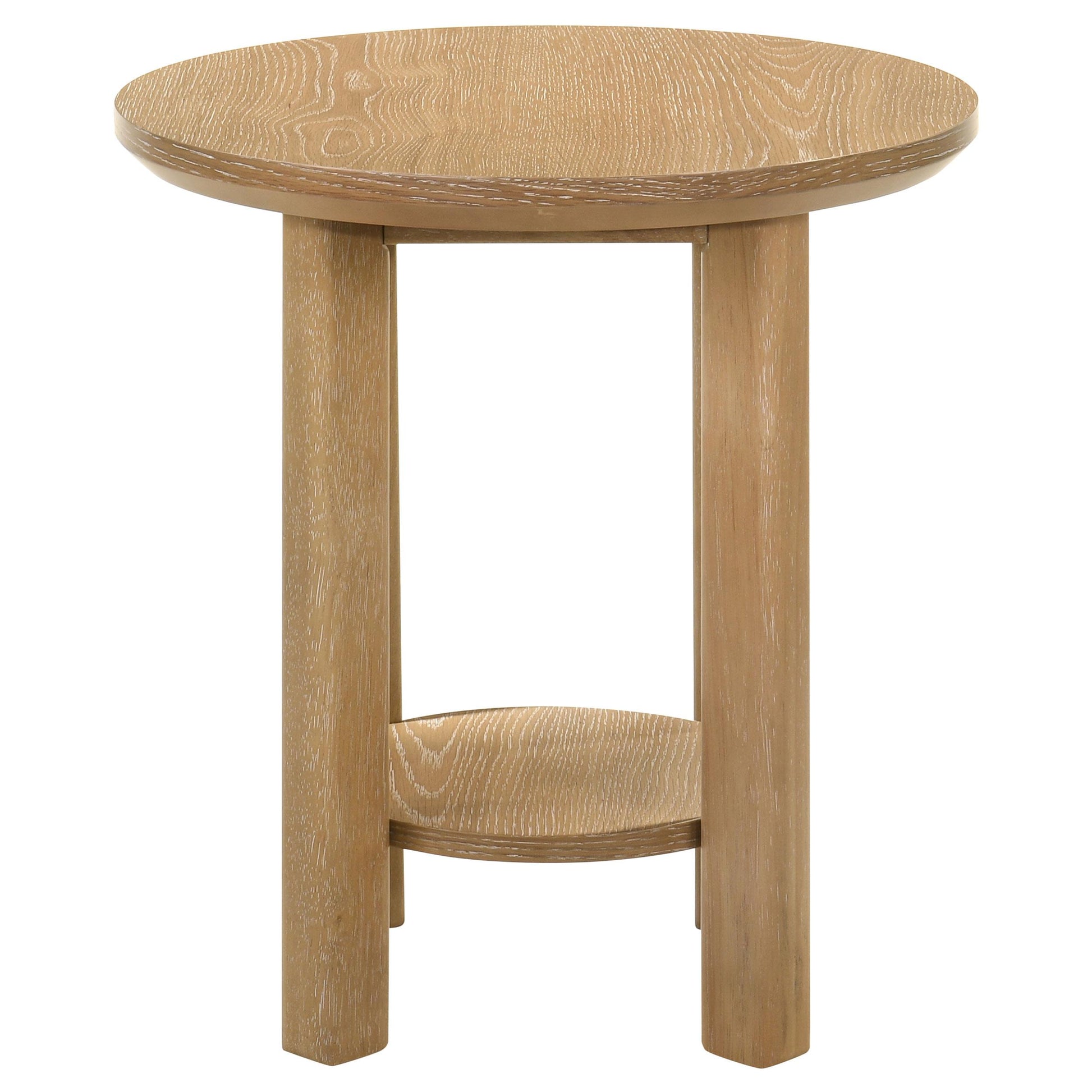  Coaster Furniture Ottowa 706297 Round Wood End Table with Shelf - Light Oak IMAGE 7