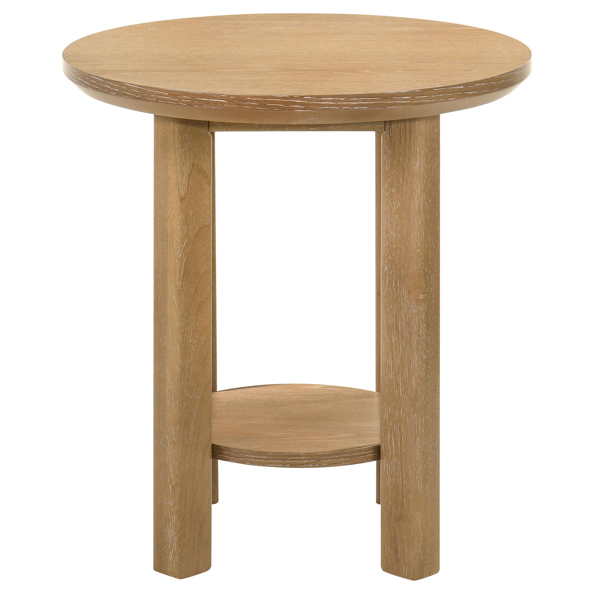  Coaster Furniture Ottowa 706297 Round Wood End Table with Shelf - Light Oak IMAGE 8