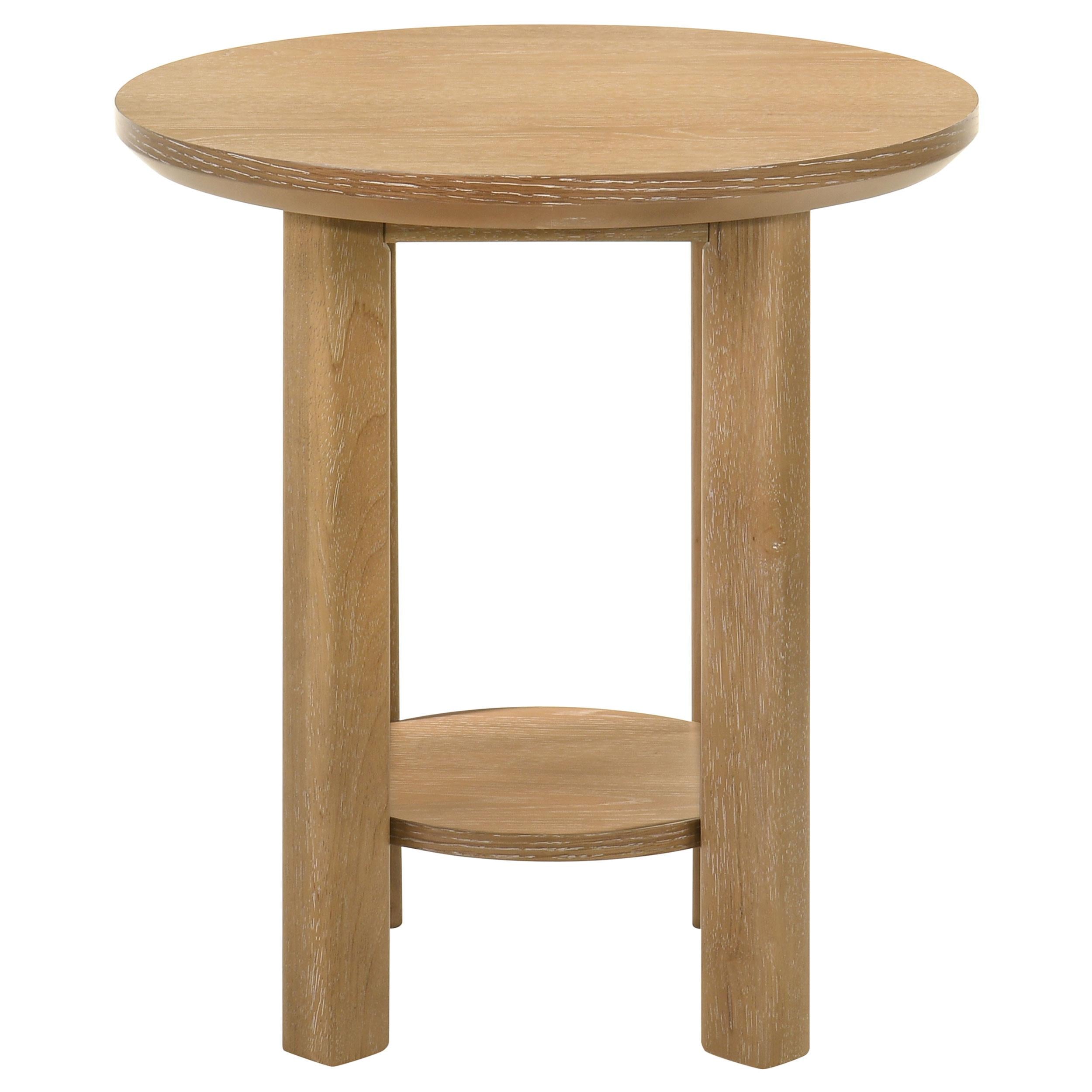  Coaster Furniture Ottowa 706297 Round Wood End Table with Shelf - Light Oak IMAGE 8