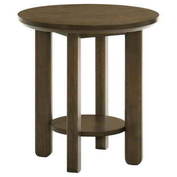  Coaster Furniture Ottowa 706307 22-Inch Round Wood End Table with Shelf - Brown IMAGE 1