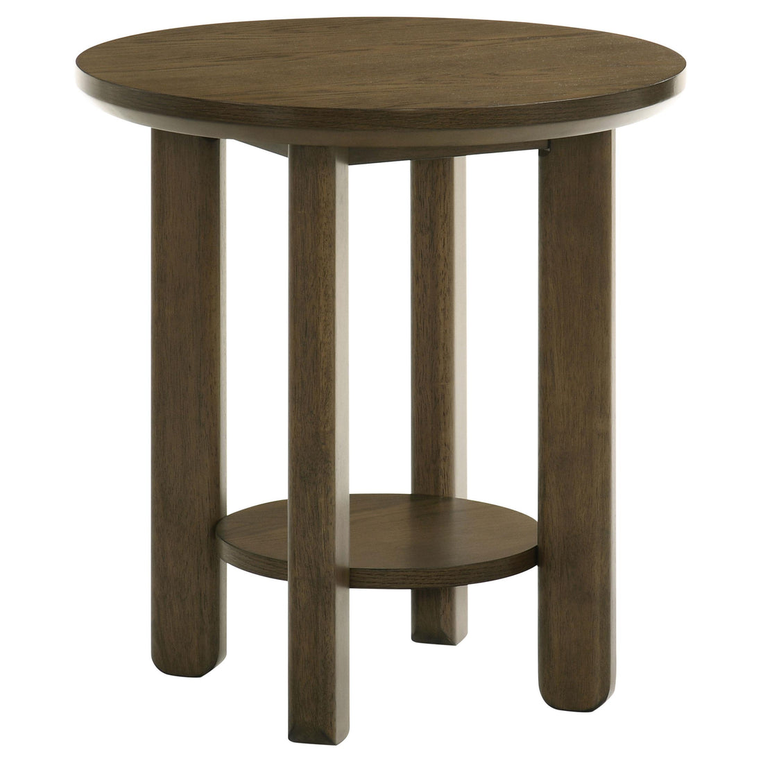  Coaster Furniture Ottowa 706307 22-Inch Round Wood End Table with Shelf - Brown IMAGE 1