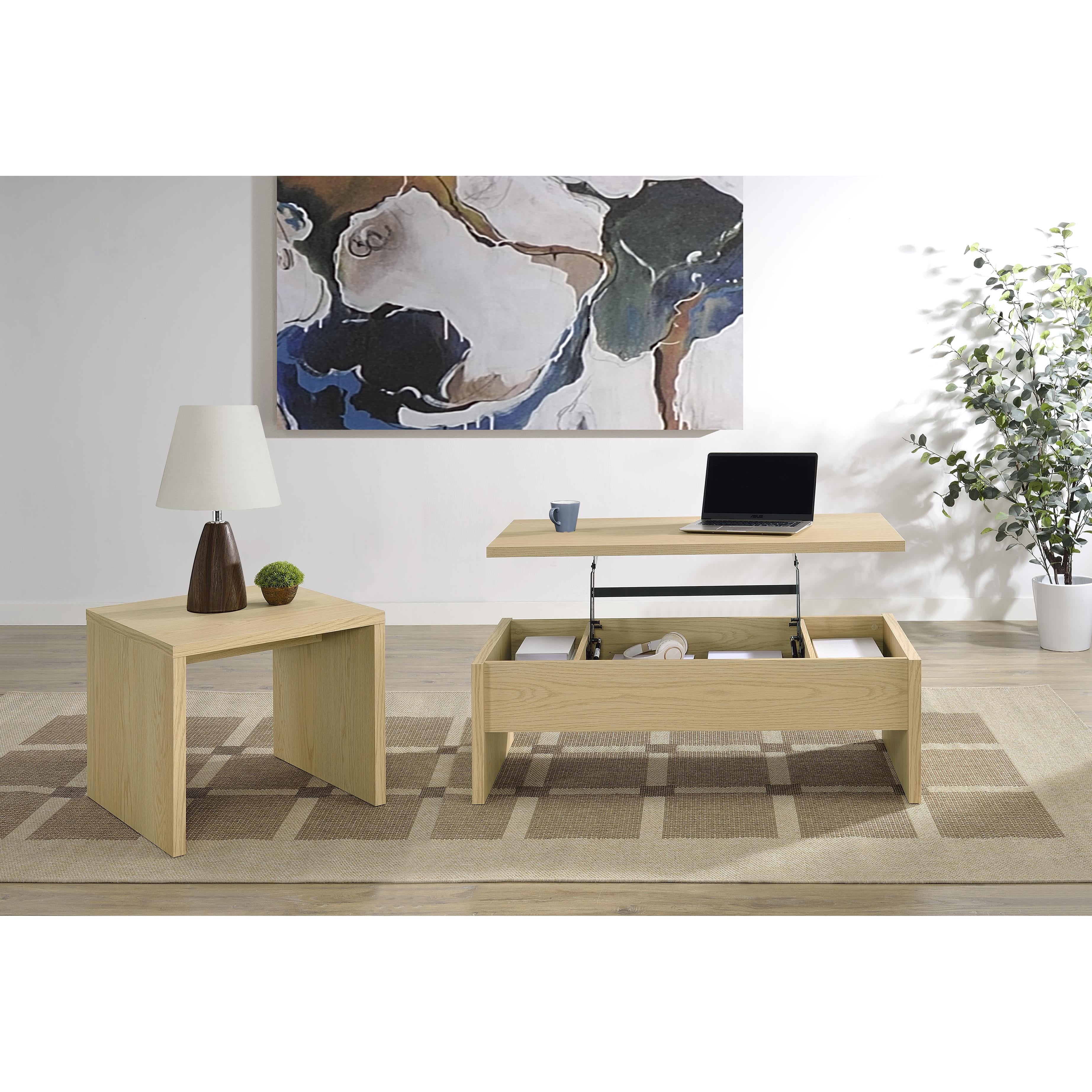  Coaster Furniture Canoga 706348 Engineered Wood Lift Top Coffee Table - Light Oak IMAGE 12