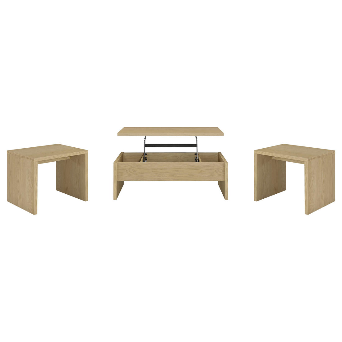  Coaster Furniture Canoga 706348-S3 3-piece Lift Top Cocktail Coffee Table Set - Light Oak IMAGE 1