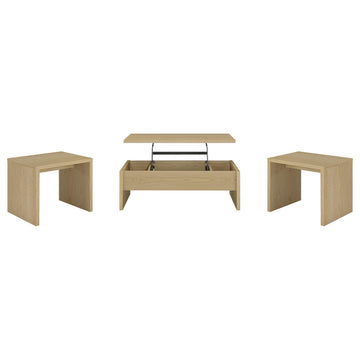  Coaster Furniture Canoga 706348-S3 3-piece Lift Top Cocktail Coffee Table Set - Light Oak IMAGE 1