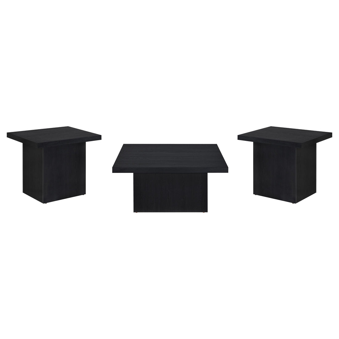  Coaster Furniture Devar 706408-S3 3-piece Square Cocktail Coffee End Table Set - Black IMAGE 1