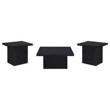  Coaster Furniture Devar 706408-S3 3-piece Square Cocktail Coffee End Table Set - Black IMAGE 1