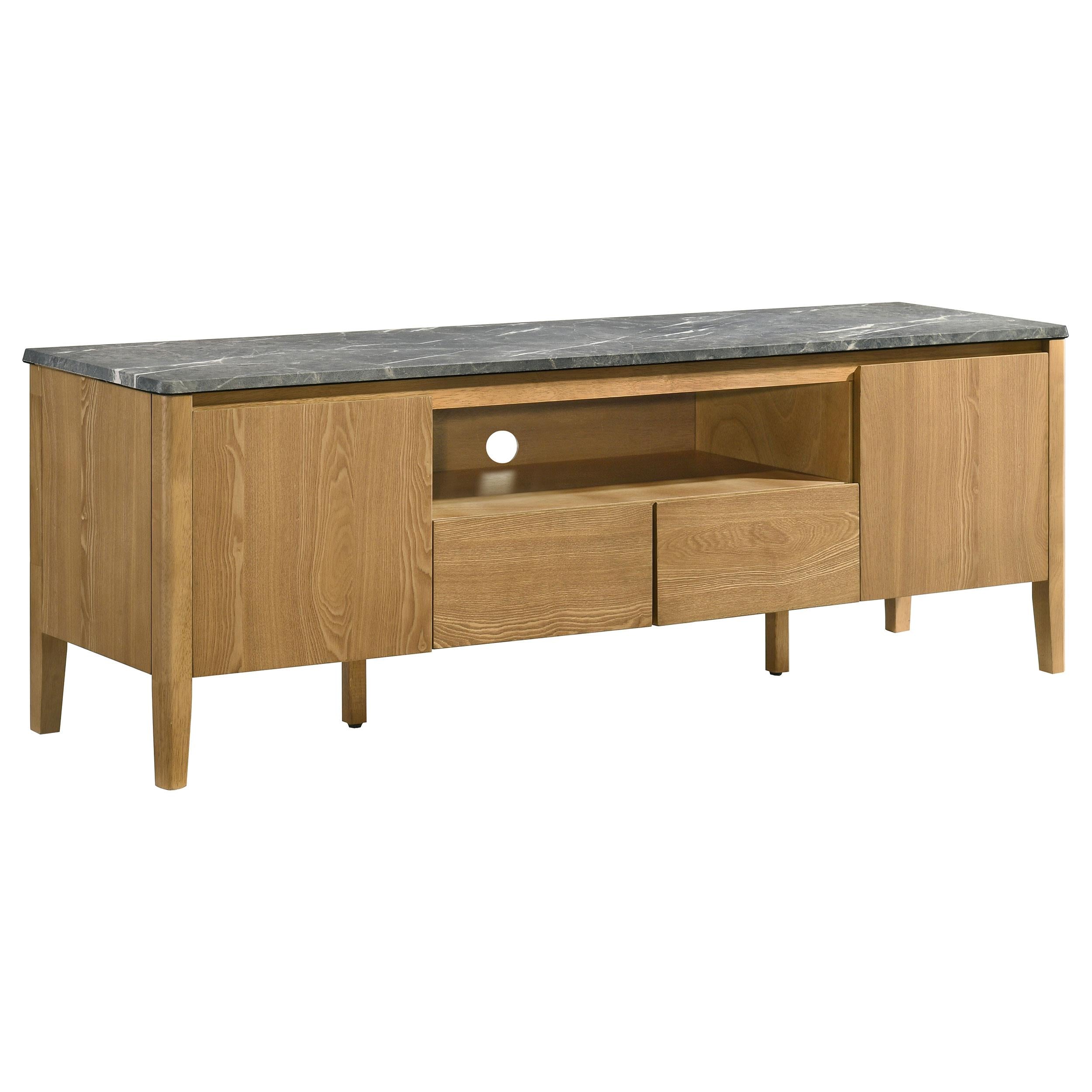  Coaster Furniture Bradley 706442 63-inch 2-Door SmartTop TV Stand - Grey/Natural IMAGE 1