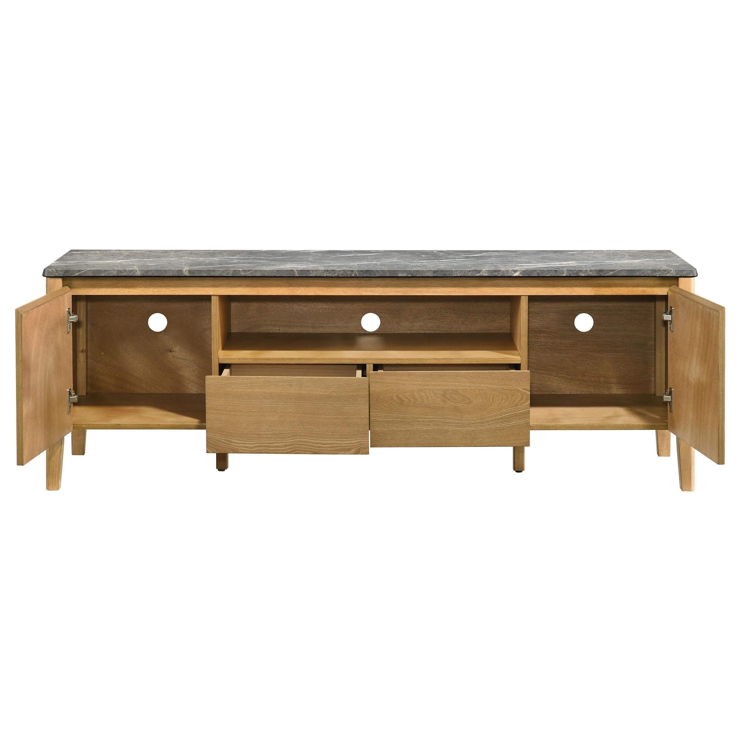 Coaster Furniture Bradley 706442 63-inch 2-Door SmartTop TV Stand - Grey/Natural IMAGE 9