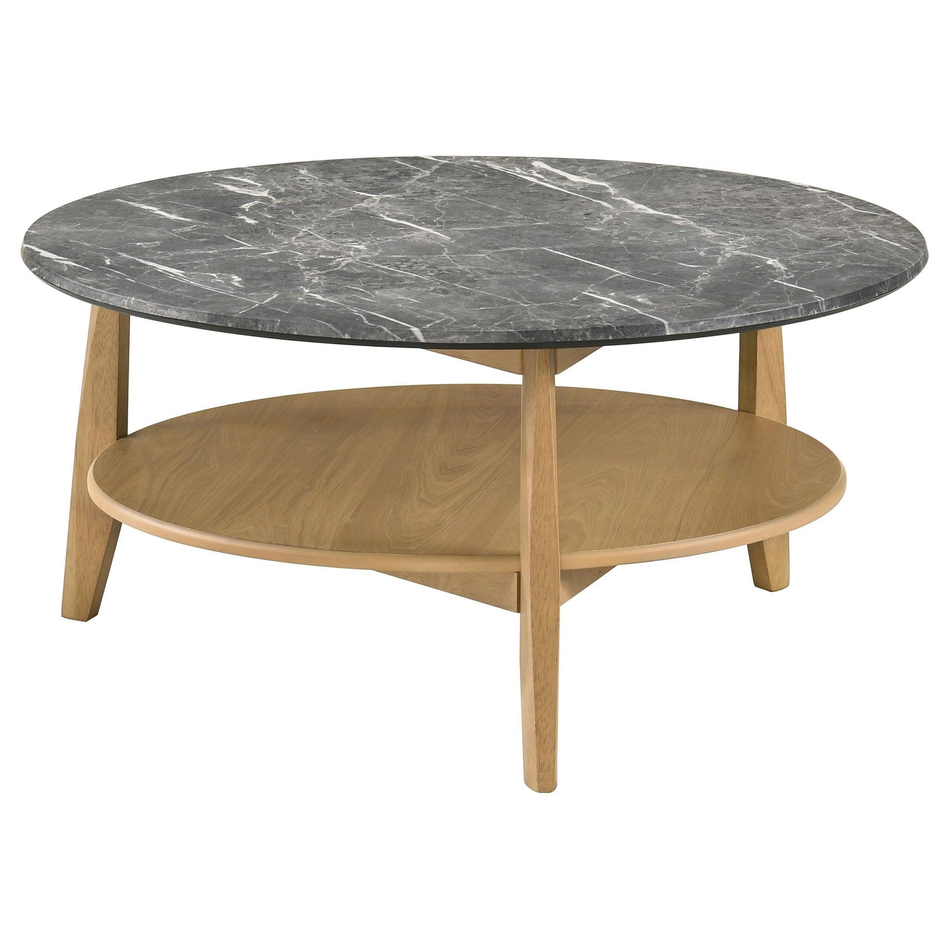  Coaster Furniture Bradley 706448 Round SmartTop Coffee Table - Grey/Natural IMAGE 1