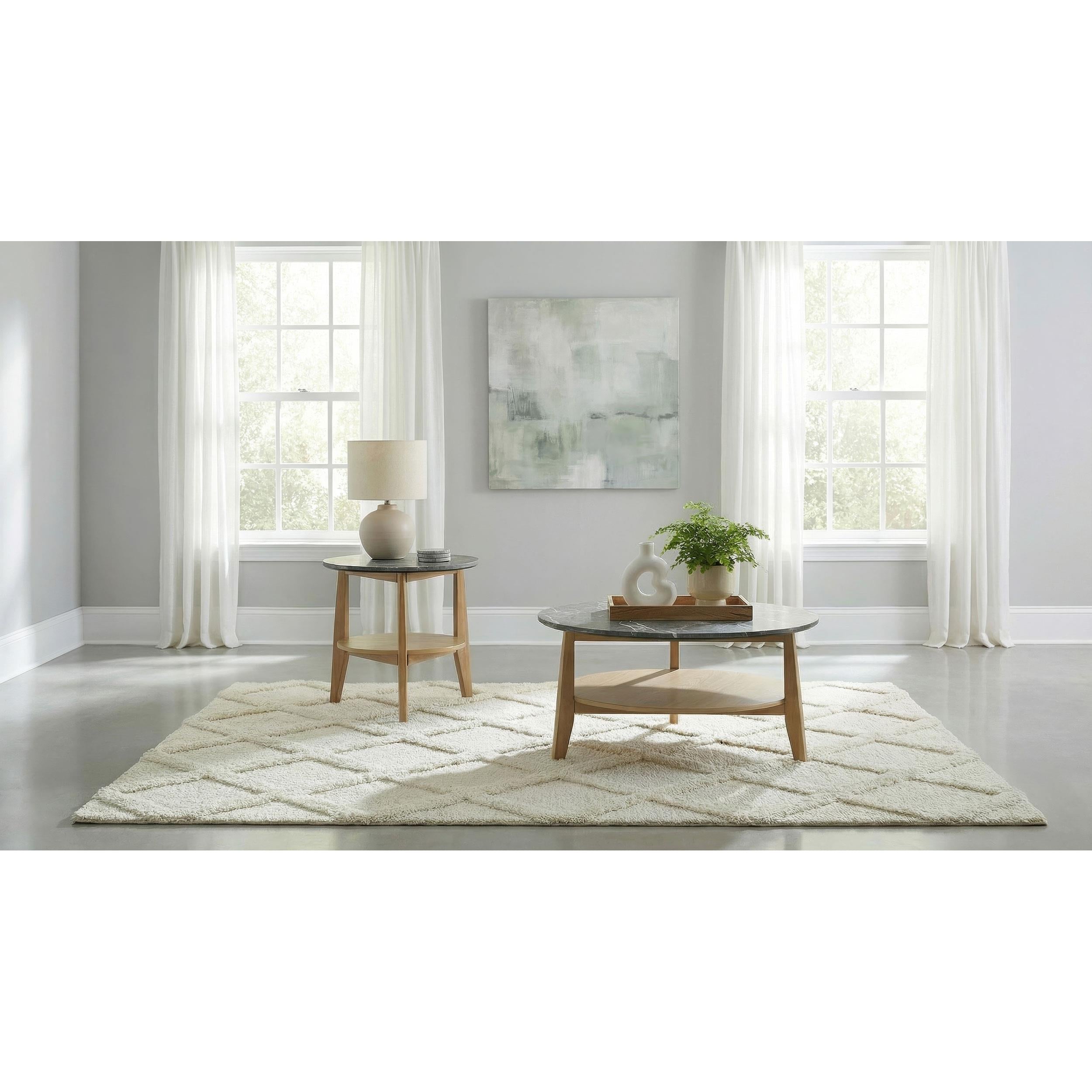  Coaster Furniture Bradley 706448-S2 2-Piece Round SmartTop Coffee Table Set - Grey/Natural IMAGE 2