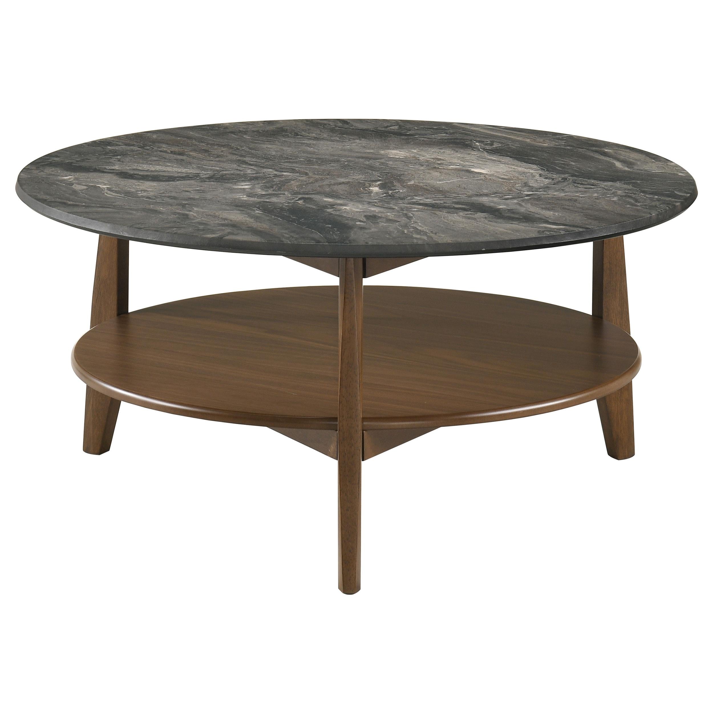  Coaster Furniture Bradley 706458 Round SmartTop Coffee Table - Smokey Grey/Brown IMAGE 7