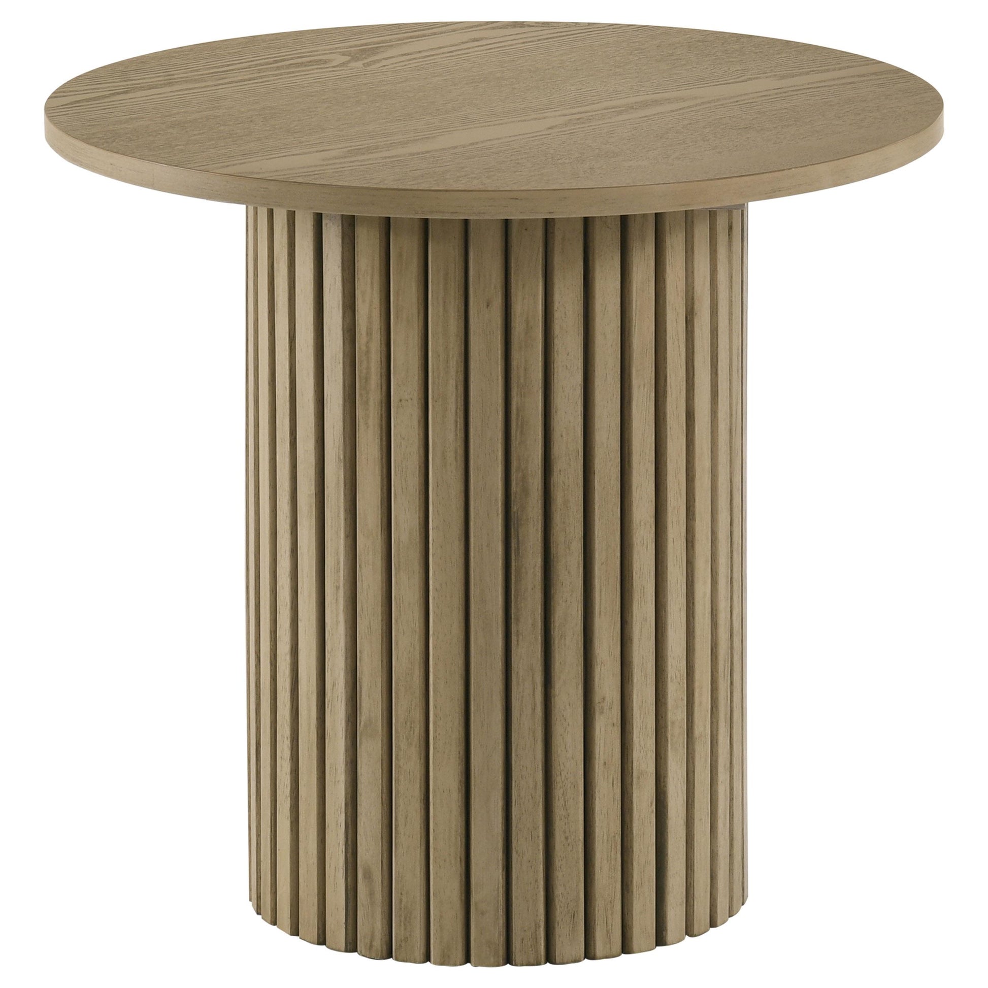  Coaster Furniture Hamlyn 706497 Round Fluted Occasional End Table - Natural Oak IMAGE 1