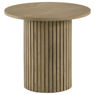  Coaster Furniture Hamlyn 706497 Round Fluted Occasional End Table - Natural Oak IMAGE 1