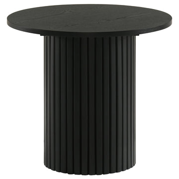  Coaster Furniture Hamlyn 706507 Round Fluted Occasional End Table - Black IMAGE 1